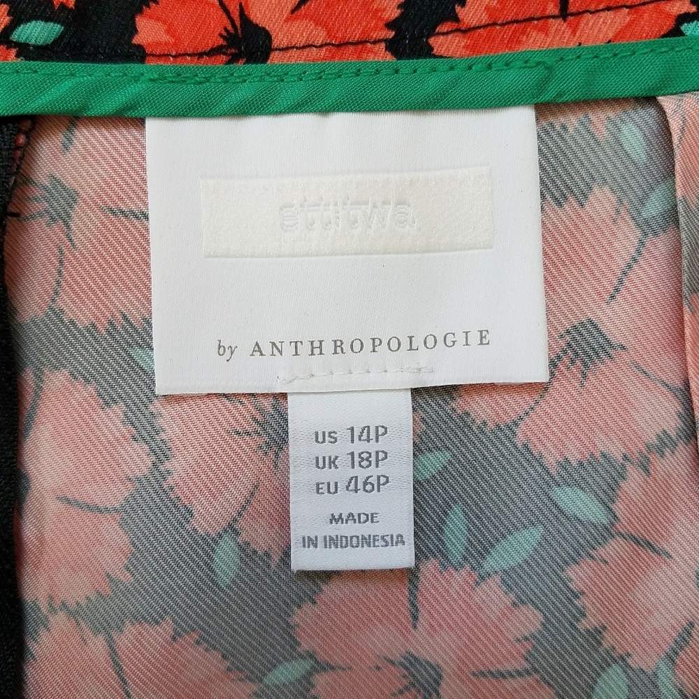 ETT:TWA Anthropologie Virginie Flared Poppy Print Pants - Picture 7 of 10